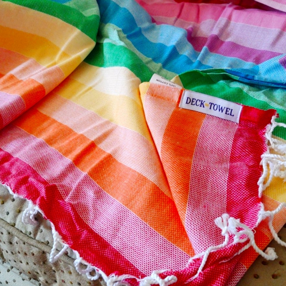 Turkish towel 100 percent cotton rainbow stripe